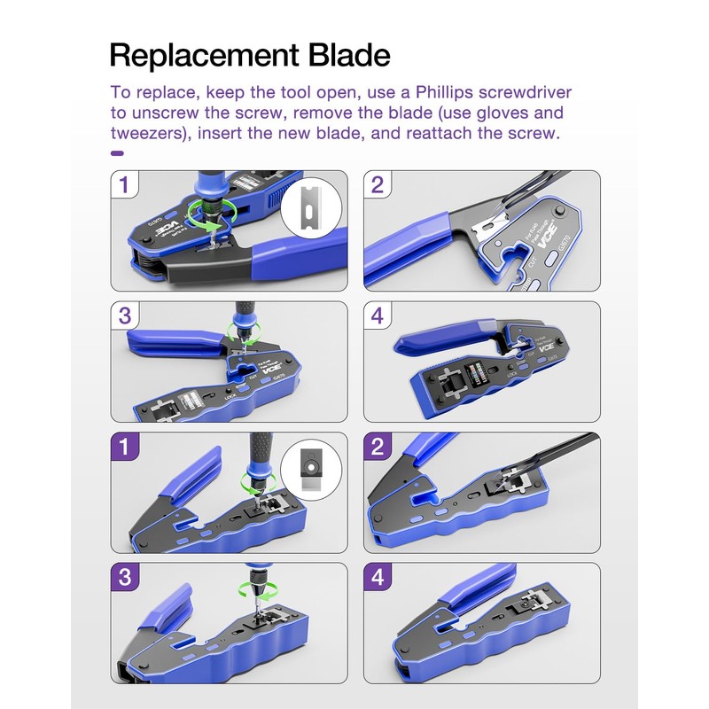 VCE RJ45 Crimper Pass Through, Ethernet Crimping Tool for Cat6