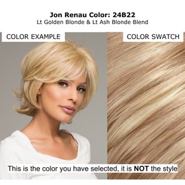 Playmate Curly Hair Topper Color 24B22 Crème Brule - Jon Renau Hairpieces 4" Short Synthetic Top Piece Large 6.5" x 9" Base Cover Top Temple Area Open Weft Bundle MaxWigs Hairloss Booklet