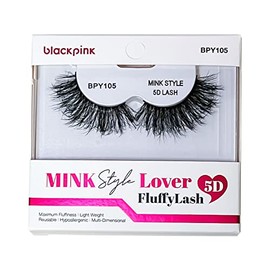 BlackPink Mink Style Lover Fluffy Lash 5D Fluffy Reusable Light Weight Natural False Lashes Fake Eye Lash (BPY105)