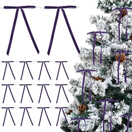 AIMUDI Purple Velvet Bows 4.5" x 7" Velvet Bows for Christmas Tree Christmas Bows for Gift Wrapping, Holiday Crafts, Wreaths, Garlands, Staircase, Home Outdoor Winter Christmas Decorations, 24 PCs