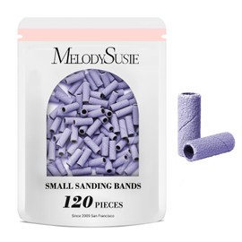 MelodySusie 120 Pcs Nail Drill Bits Small Sanding Bands for 3.1mm Mandrel Bit, 240 Extreme Fine Grit Nail File for Acrylic Nails Gel Manicures and Pedicure, Purple (Only Sanding Bands)