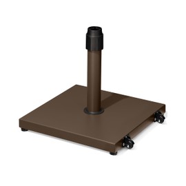 JOINHOM 42lbs Patio Umbrella Base with Wheels - Heavy Duty Outdoor Patio Market Umbrella Stand for Deck with Rollers, Poolside, Balcony, Wind-Resistant Design, Brown