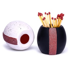 Yasgok Ceramic Match Holder with Striker (Set of 2) | Cute Decorative Ceramic Box | Matches for Candles | Matches in a Jar | Modern Home Decor Gifts | Matches NOT included
