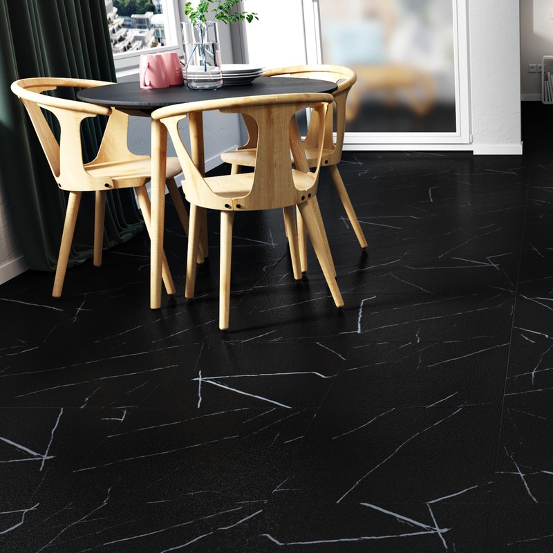 WESTICK 20 PCS Black Marble Peel and Stick Floor Tile