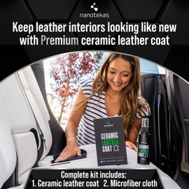 Nanotekas Professional Leather Ceramic Coating - Leather Coating for Car Interior, Furniture, Shoes and Apparel, for All Leather Colours, Nano Technology Car Leather Protector, Auto Leather Coating