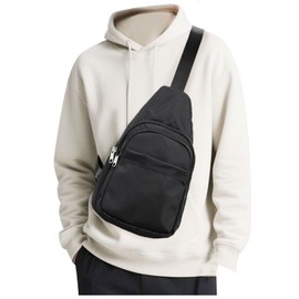 SEAFEW Large Black Sling Crossbody Bag for Men Women, Shoulder Daypack Anti-Theft Cross Body Motorcycle Chest Bags, One Strap Fanny Back Pack for Casual Travel Hiking Sport Gym