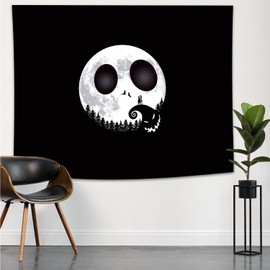 GTOTd Nightmare Before Christmas Tapestry (59×51 inch) 150×130cm Skeleton Movie Gifts Merch Horror Hanging Decoration Party Supplies for Bedroom Wall Picnic Sheets