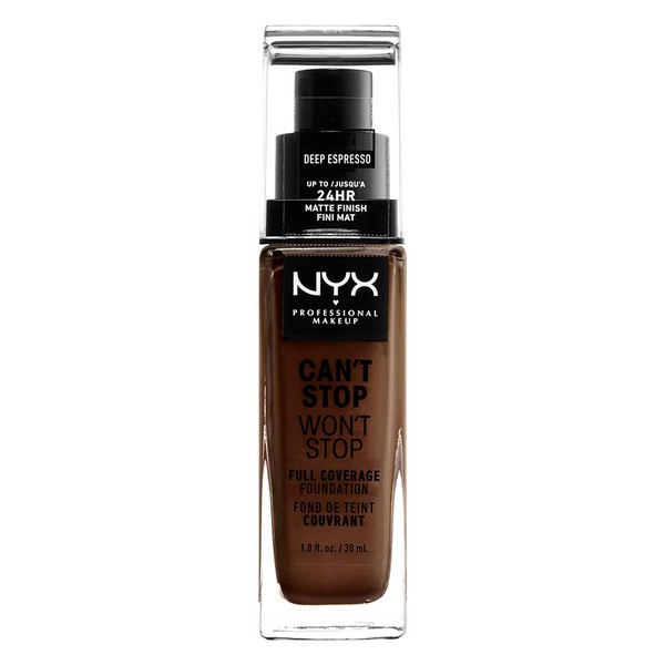 NYX PROFESSIONAL MAKEUP Can't Stop Won't Stop Full Coverage Foundation - Deep Espresso, With Cool Undertone
