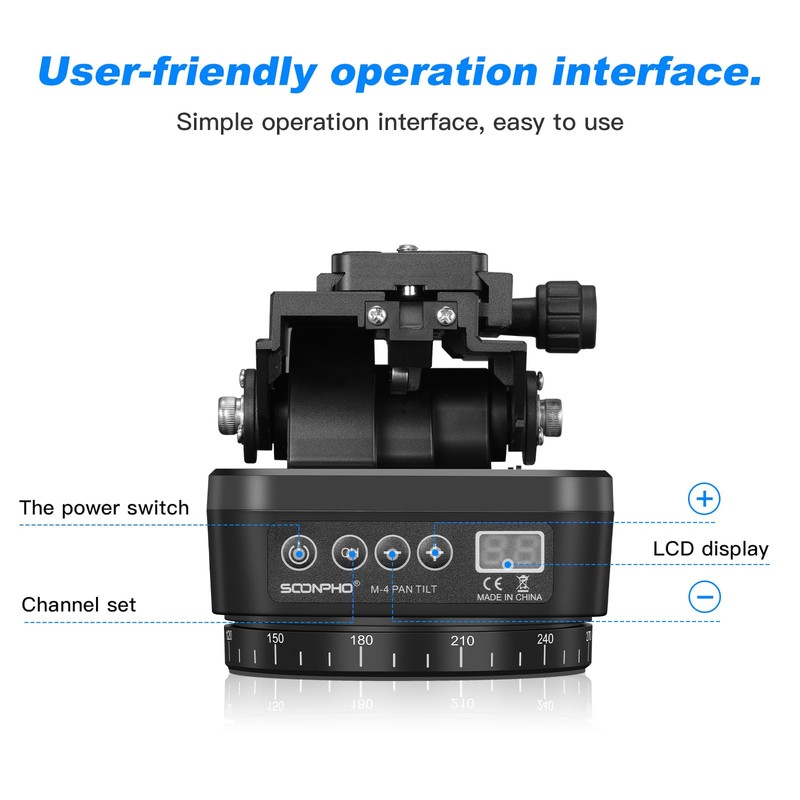Soonpho M4 Motorized Rotating Panoramic Tripod Head, Remote Control 360°