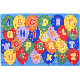 HR Kids Rugs: ABC Balloons Educational Mats - Rubber Back/Non-Slip, Multicolor Baby Learning & Playtime Fun! Explore, Learn, and Grow with Joy!