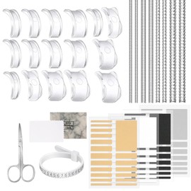 31 pcs Ring Adjuster for Loose Rings, Includes 16 Transparent Spacers Ring Adjuster, 8 Spiral Threads, 4 Pad Stickers, Ring Measurer, Polishing Cloth, for Sizing and Reducing Rings