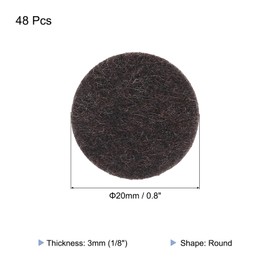 QUARKZMAN 48 Stück Filz Möbelpads, 0,8 Zoll Runde kleine Filz Stuhlbeinschoner verhindern Kratzer für Möbel Hartboden, Dunkelbraun