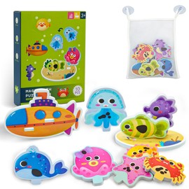 METODIM Bath Toys for Baby, Creative Floating Magic Bath Toy, Educational Bath Floating Jigsaw, Heat Sensor Color Changing Fun Shower Toys (8 Animals, Storage Bag)