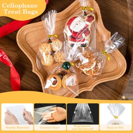 100 PCS Cellophane Treat Bags, Cidenbio 4x6 In Clear Cellophane Gift Bags with Twist Ties Plastic Goodie Bag for Party Favor Cookie Candy Popcorn Bakery Chocolate Gift Wrapping
