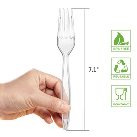 POSATE POSATE Heavy Weight Plastic Forks, Clear Disposable, 100 Count