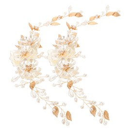 Healeved 2pcs Bridal Hair Vine Headband with Pearls and Rhinestones Handcrafted Floral Wedding Headpiece for Women and Lightweight Comfortable Pearl Hair Accessories