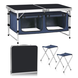 Camp Field Camping Folding Aluminum Table with Adjustable Legs for Outdoor Travel Beach, Backyards, BBQ, Party and Picnic Foldable Table