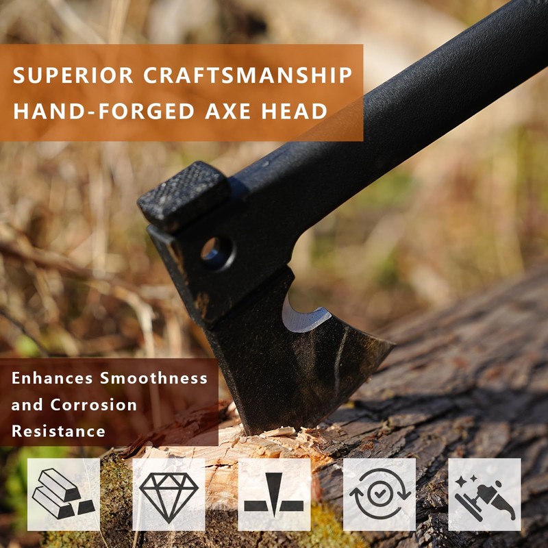 NIPURA Outdoor Camping Hatchet Axe, Tactical Axe And Hammer, Small
