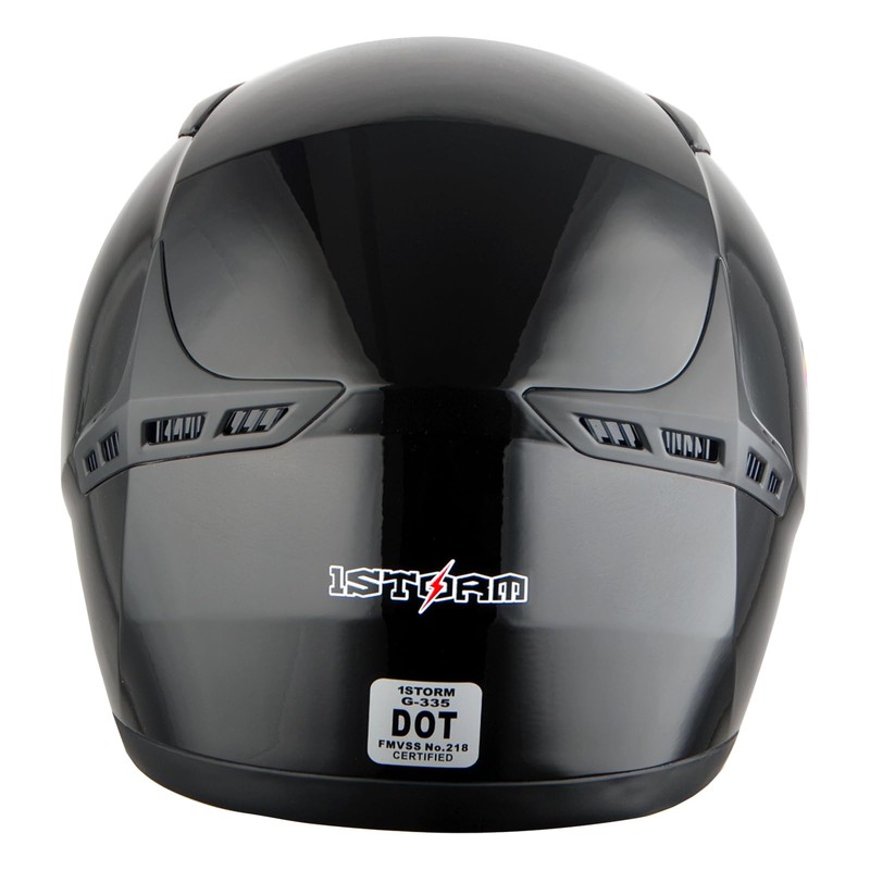 1STORM Motorcycle Bike Full FACE Helmet Booster Glossy Black; Size