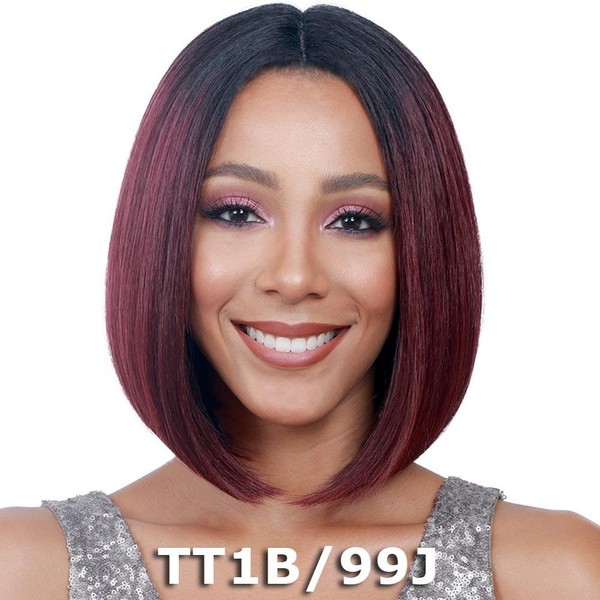 Bobbi Boss Synthetic Lace Front Wig - MLF138 APRIL Color shown is 99J (1-JET BLACK)