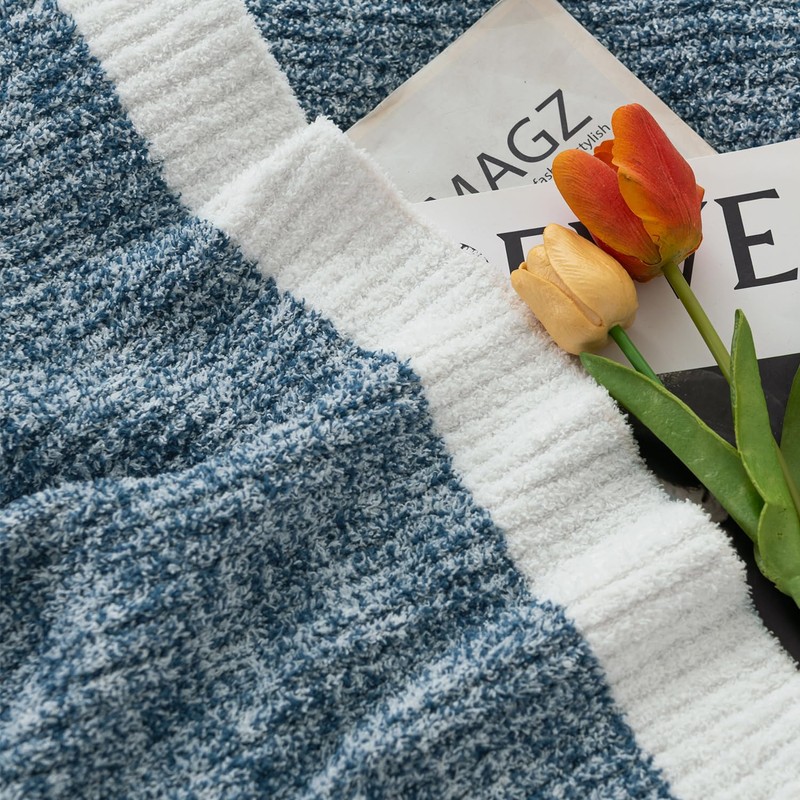 MH MYLUNE HOME Ultra Soft Ribbed Throw Blanket for Couch