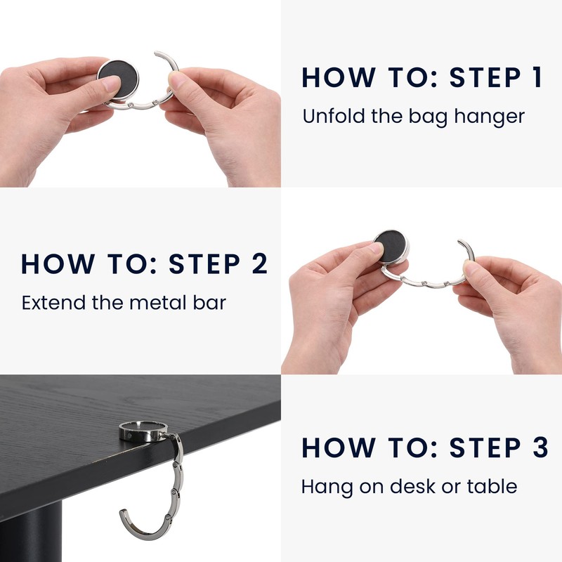 kwmobile Purse Hooks for Table - Set of 2 Zinc