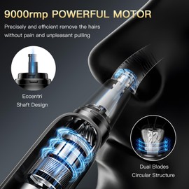 coldSky Ear & Nose Hair Trimmer with LED Display for Men Women - Professional Painless Eyebrow & Facial & Nose Hair Trimmer, USB Rechargeable, Dual-Edge Blades for Smoother Cutting Black