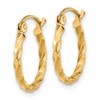 10K Solid Yellow Gold Twisted Round Small Hoop Earrings
