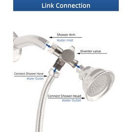 Hibbent All Metal Solid Brass Shower Arm 3-Way Diverter Valve for Hand Shower and Fixed Shower Head, G1/2'' Shower Arm T Adapter, Bathroom Universal Shower System Replacement Part, Brushed Nickel