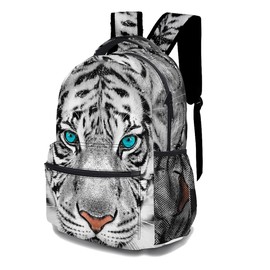 DTCCET White Tiger Backpack, Stylish Shoulders Backpack Classic Tiger Daypack with Multiple Pockets, Lightweight Laptop Bag (White Tiger)
