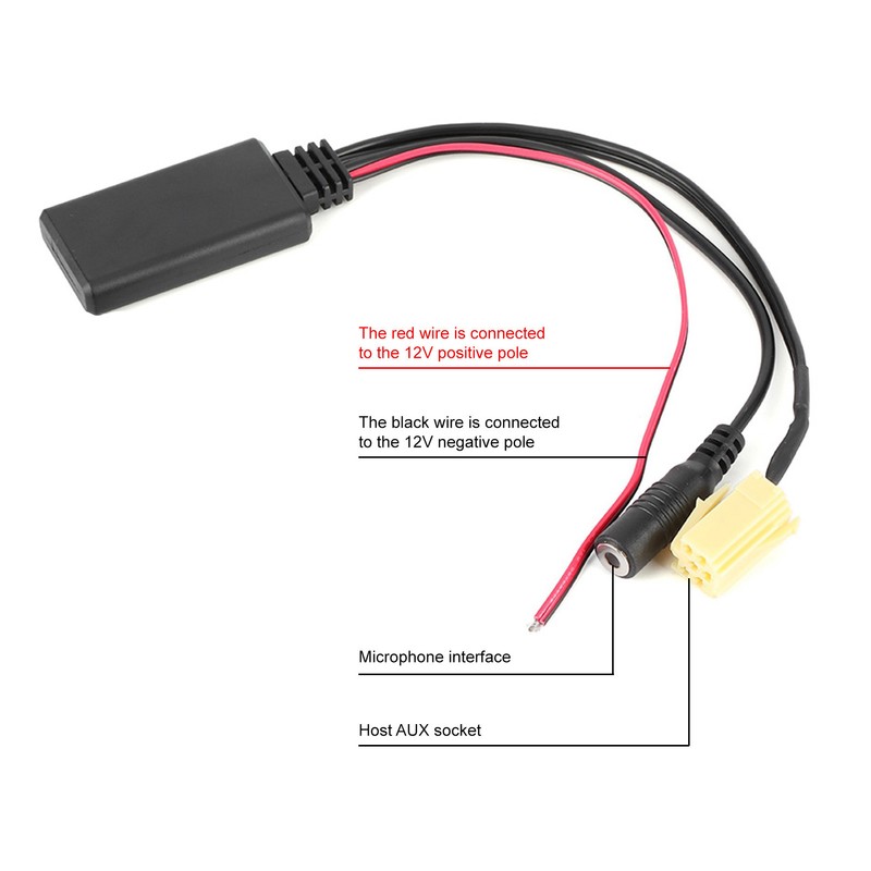 59.1in Bluetooth Radio Audio Cable Handsfree Car AUX Adapter with