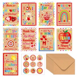 HOWAF HOWAF 9pcs Valentine's Day Cards for Teachers,Teacher Valentines Gift Cards with Envelopes Stickers,Thank You Teacher Valentines Cards for Teacher Valentine Gift