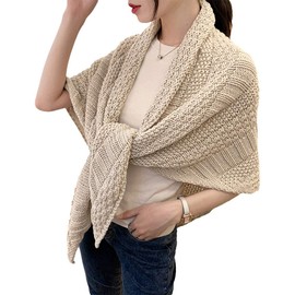 G-LIKE Women's Triangular Scarf Shoulder Scarf Cape - Spring Autumn Winter Knitted Warm Decorative Wrap Scarf Head Scarf Triangular Scarf for Women Girls - Knitting Wool, beige