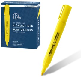 Merangue Tank Highlighters, Chisel Tip, Fluorescent Yellow, 12 Pack