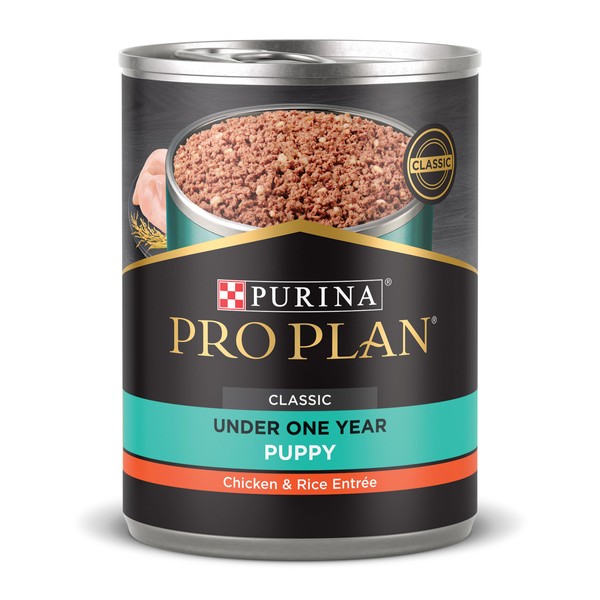 Purina Pro Plan High Protein Puppy Food Pate, Chicken and Brown Rice Entree - (12) 13 oz. Cans