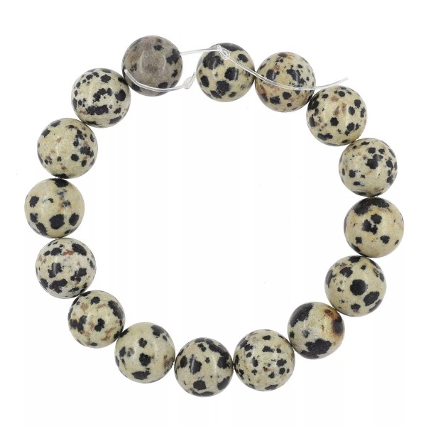 egemmall 16PC Dalmation Jasper Round Beads 12mm 7.6" #69159