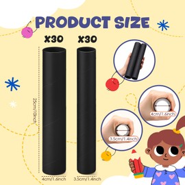 MotiMind 60 Pcs Cardboard Tubes for Craft 2 Size Empty Paper Towel Rolls Cardboard Toilet Paper Tubes Bulk for Classroom DIY Projects(Black,1.4 x 10 Inch, 1.6 x 10 Inch)