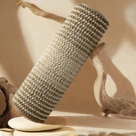 BSICPRO Bathroom Rugs, Bath Mat Rug for Bathroom Non Slip 17 x 24 Inches Water Absorbent Chenille Bathroom Floor Mats Machine Washable (Light Taupe and Cream)