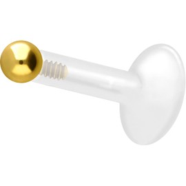 PIERCINGLINE PTFE Labret with Internal Thread, Titanium Ball Attachment, Piercing, Lip, Nose, Ear, Helix, Choice of Colours and Sizes, PTFE / titanium (grade 23)