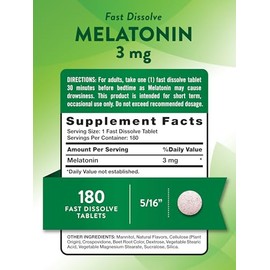 Nature's Truth Melatonina 3 mg | 180 tabletas de disolución rápida | Sabor natural de bayas | Vegetariano, sin OMG, sin gluten | Sabor natural de baya