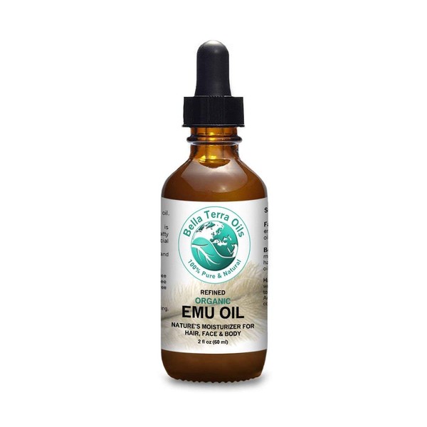 Emu Oil 2 oz 100% Pure Fully Refined Organic Undiluted - Bella Terra Oils