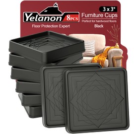 Furniture Coasters,8 Pcs 3” Furniture Caster Cups - Non Slip Furniture Pads Hardwoods Floors - Non Skid Furniture Grippers, Rubber Furniture Feet, Anti Slide Floor Protector for Bed Couch Stoppers