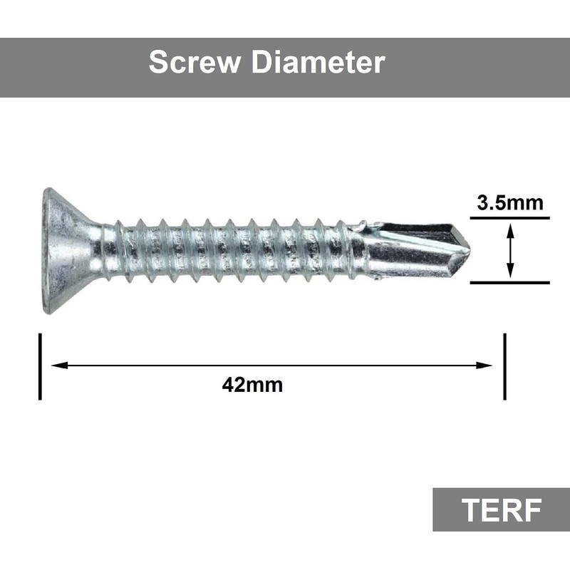 TERF® Self Drilling Countersunk Screws 3.5 X 42mm Self Tapping