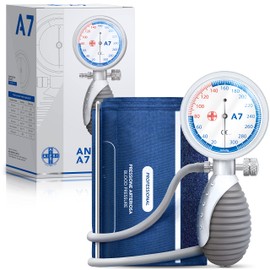 AIESI® Blutdruckmessgerät Manuelles Professionelles aneroid oberarm handheld modell für erwachsene ANEROID A7, Verstellbarer Griff, 24 monate garantie