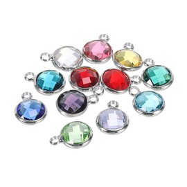 MECCANIXITY Crystal Birthstone Charm 9mm Dia December Pendant Drop Beads 12 Colors for Jewelry Earrings, Necklaces, Bracelets, Pendants Making, Pack of 12