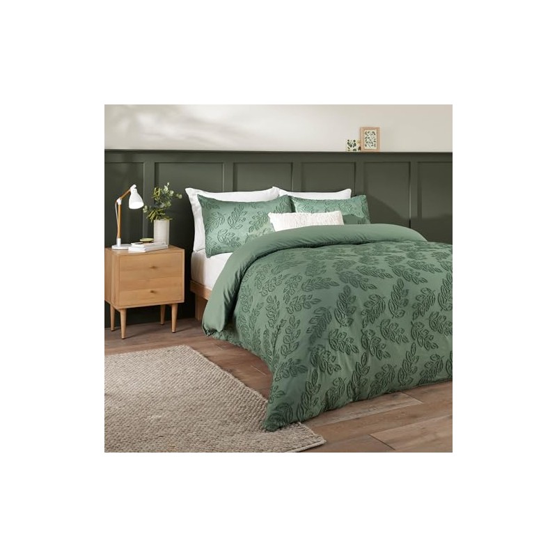 Duvet Day Seville Leaf Bettbezug-Set – getuftetes, weiches Blätterdesign mit