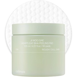 celimax Ji.Woo.Gae Heartleaf BHA Peeling Pad, 1-Step Exfoliation by 60 Embossing/Gauze double-sided cotton pad deeply soaked by BHA for smooth skin texture&Sodium Hyaluronate for moist skin, 4.2 fl oz