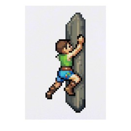 'Rock Climbing Pixel Art' Temporary Tattoo - Water Resistant, Skin-Safe, Non-Toxic Transfer (TO00068597)