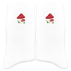 PSBGPC Mushroom Embroidered Socks - Mushroom Gifts for Birthday, Christmas, Thanksgiving, etc.,(028)