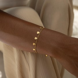 Made by Nami Heart Bracelet Women's Gold Stainless Steel Gifts for Women Adjustable 16 + 4 cm, Stainless Steel